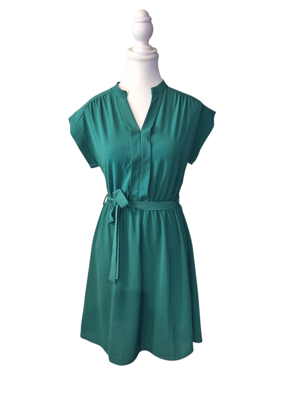 Monteau Emerald Green Midi Dress with Tie Waist